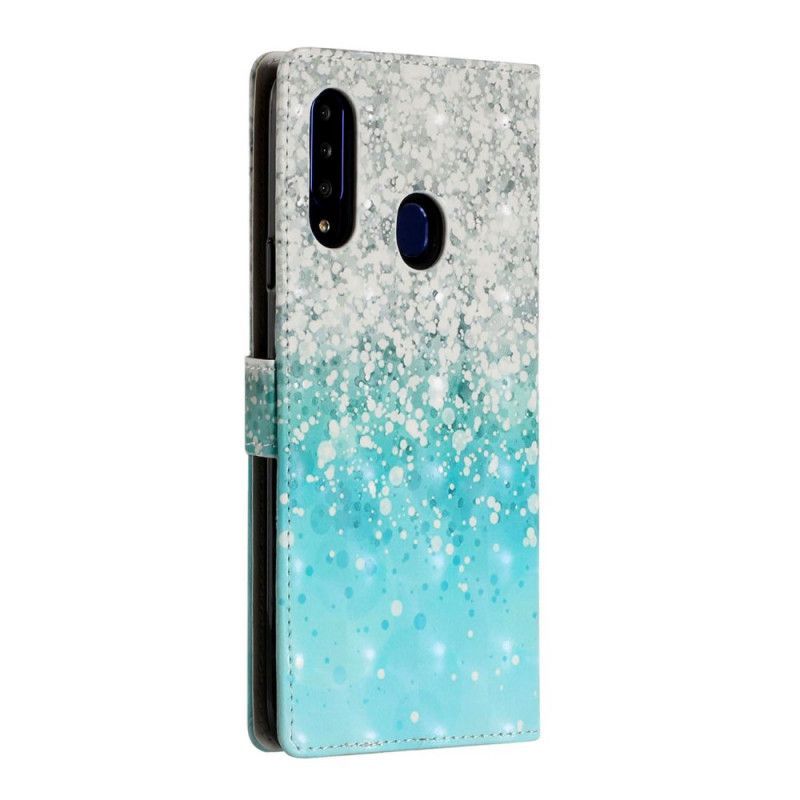 Flipové Pouzdro Samsung Galaxy A20s Gradient Modrých Třpytek