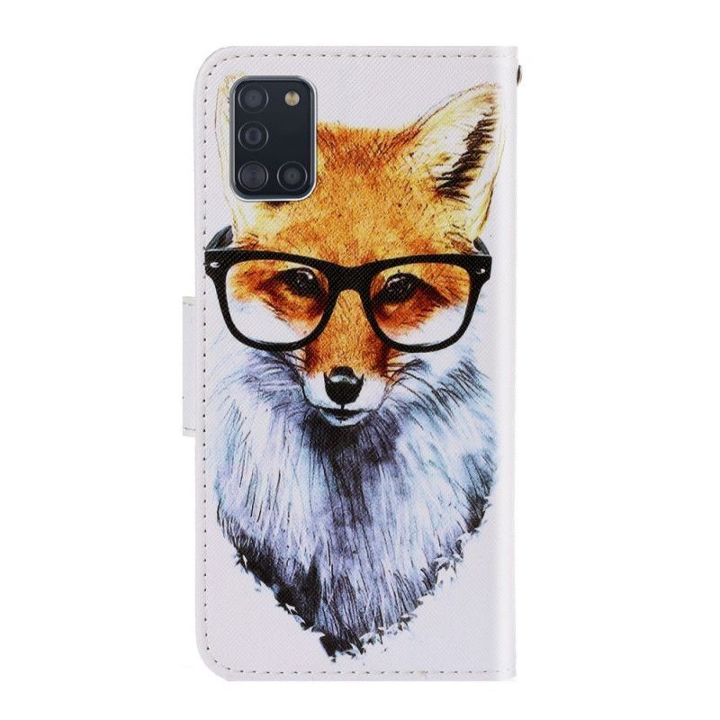 Flipové Pouzdro Samsung Galaxy A31 Nerdy Liška S Popruhem