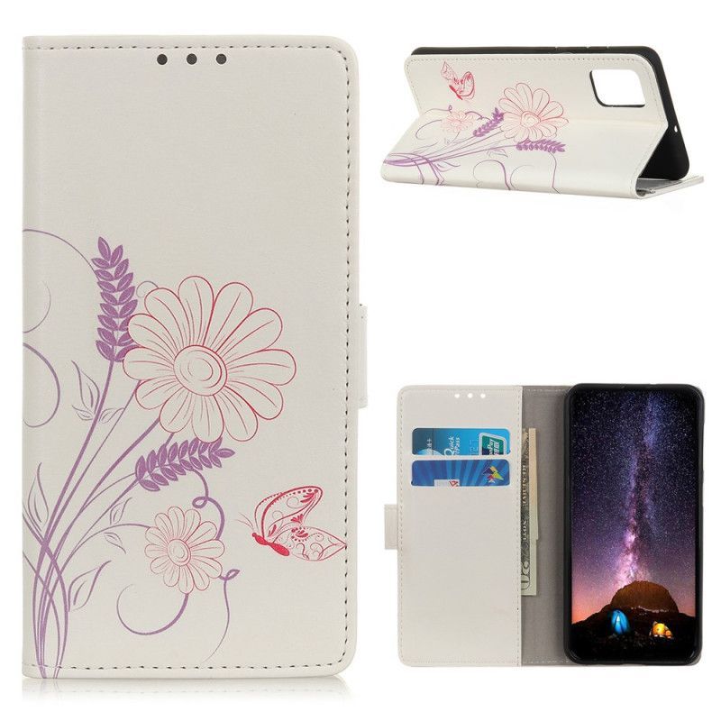 Flipové Pouzdro Samsung Galaxy A52 4g / A52 5g Design Motýlů A Květin
