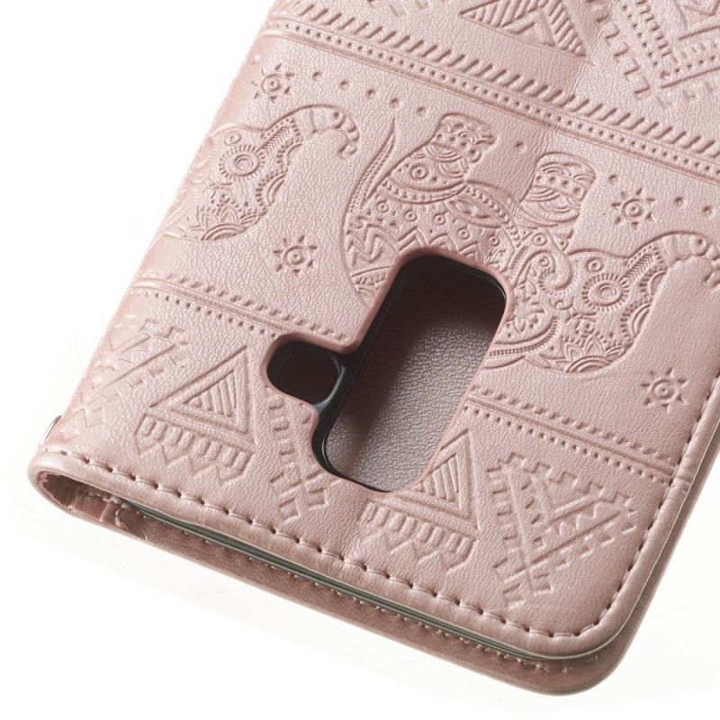 Flipové Pouzdro Samsung Galaxy A6 Plus Kmenoví Sloni Z Umělé Kůže