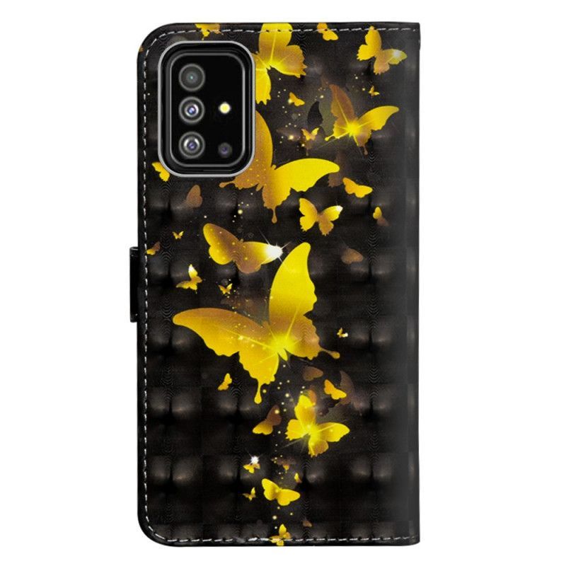 Flipové Pouzdro Samsung Galaxy A71 Žlutí Motýli
