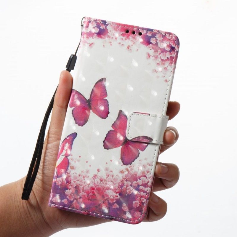 Flipové Pouzdro Samsung Galaxy A8 2018 3d Červení Motýli