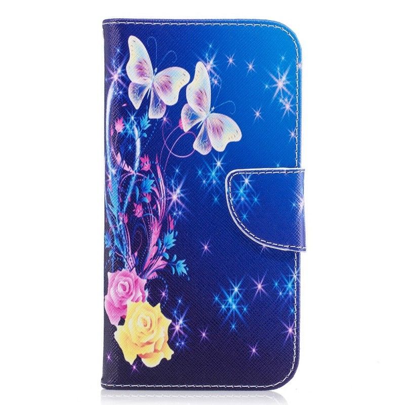 Flipové Pouzdro Samsung Galaxy J7 2017 Motýli V Noci