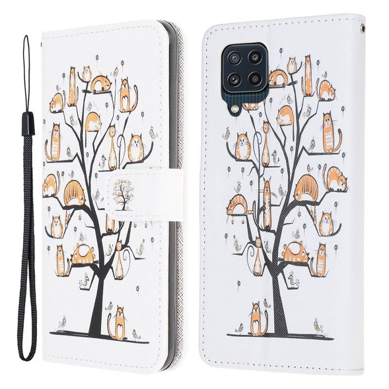 Flipové Pouzdro Samsung Galaxy M32 Funky Kočky S Popruhem