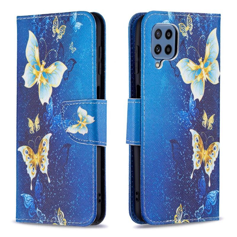 Flipové Pouzdro Samsung Galaxy M32 Zlatí Motýli