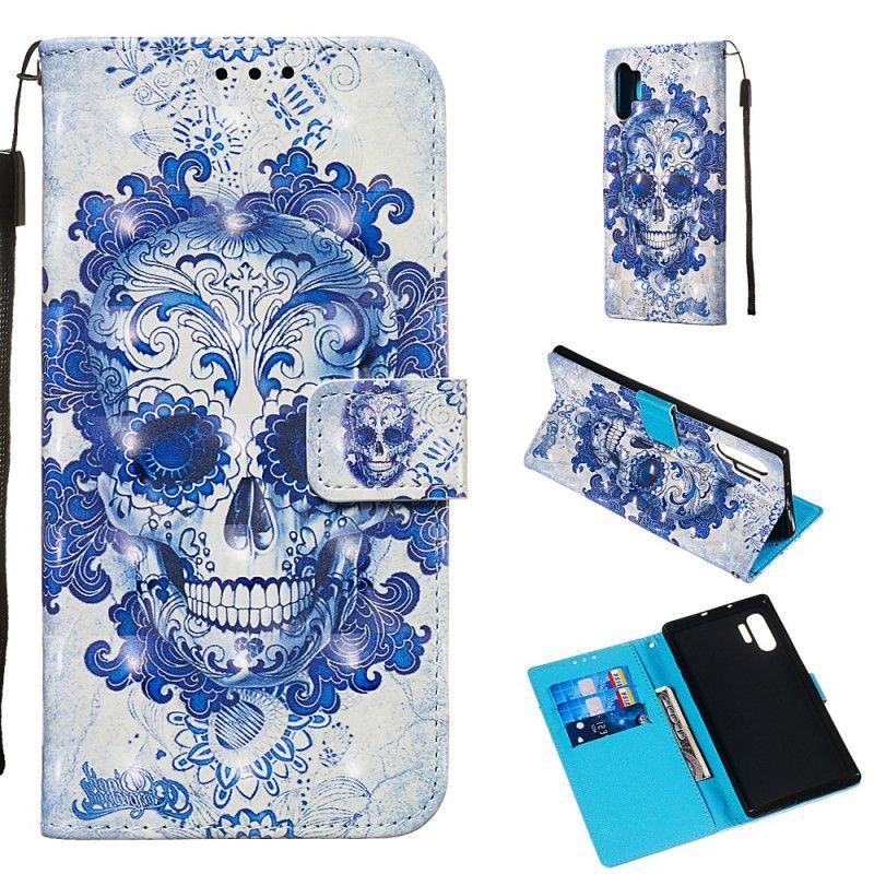 Flipové Pouzdro Samsung Galaxy Note 10 Plus Modrá Lebka