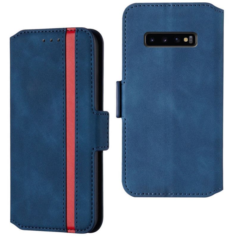 Flipové Pouzdro Samsung Galaxy S10 Plus Dvoubarevná Svislá Čára