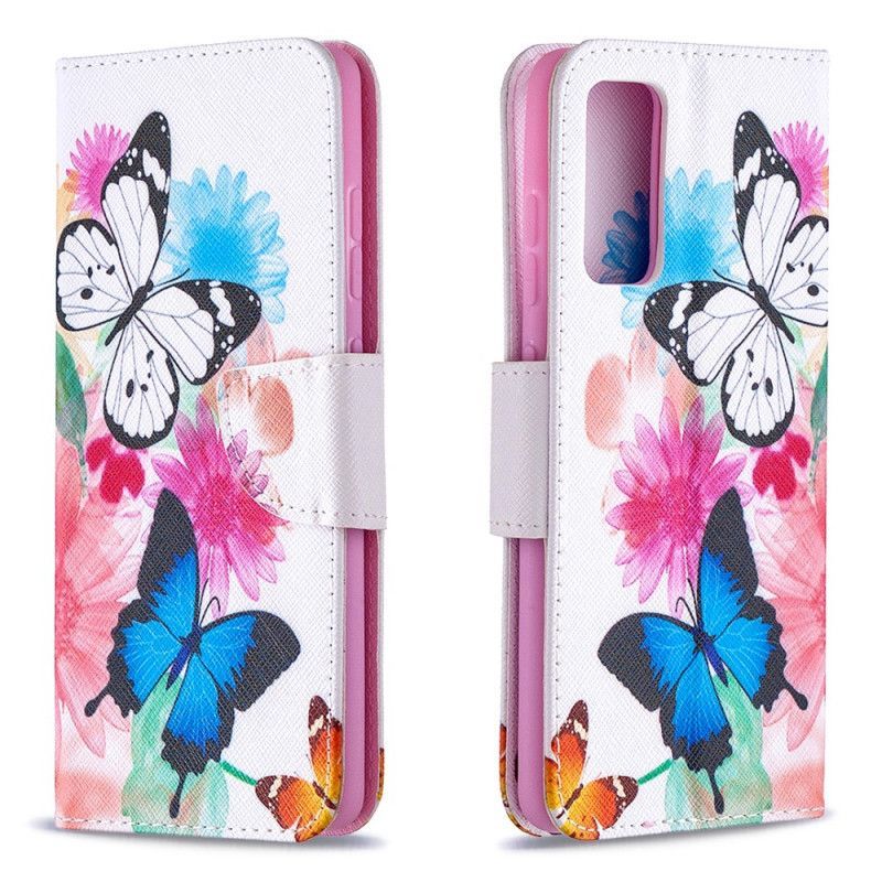 Flipové Pouzdro Samsung Galaxy S20 Fe Malovaní Motýli A Květiny