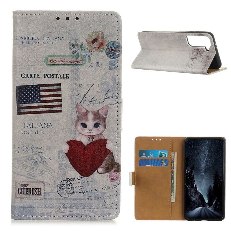 Flipové Pouzdro Samsung Galaxy S21 5g Cestující Kočka
