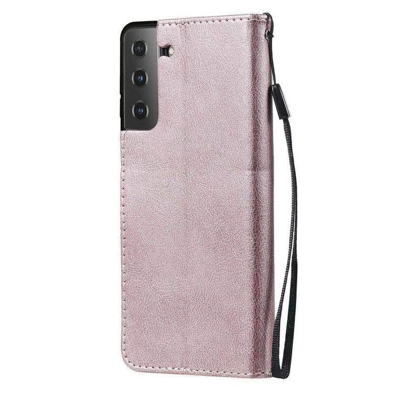 Flipové Pouzdro Samsung Galaxy S21 Fe Kožený Řemínek