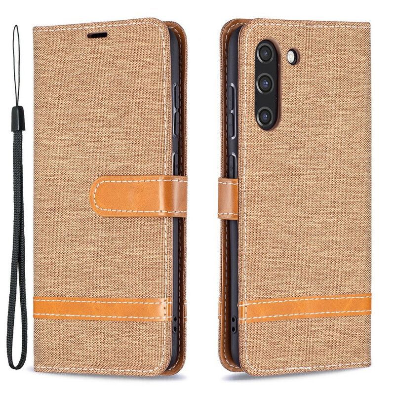 Flipové Pouzdro Samsung Galaxy S21 Fe Řemínek S Látkovým A Koženým Efektem