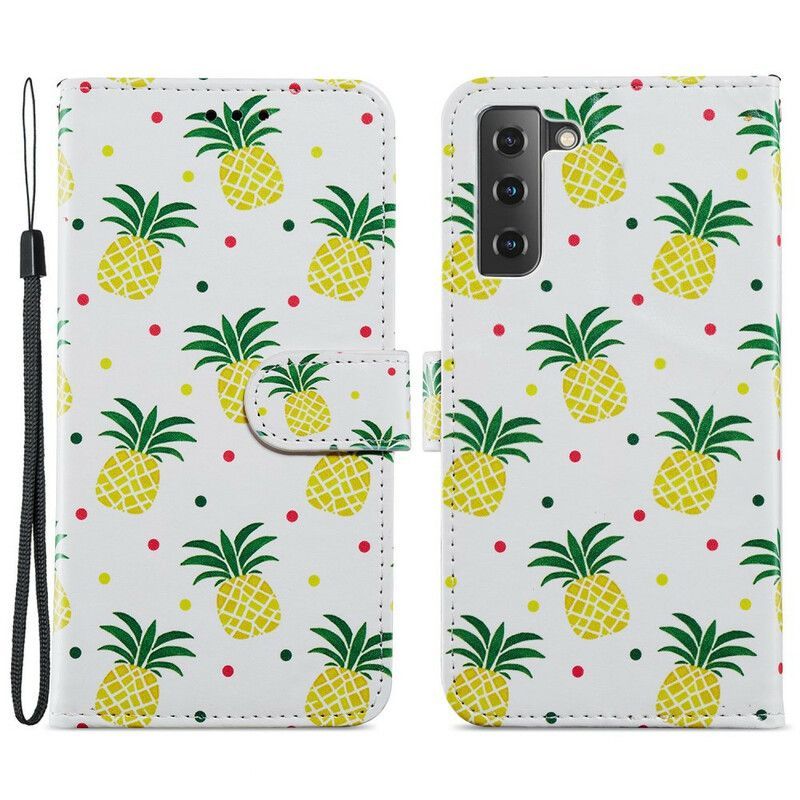 Flipové Pouzdro Samsung Galaxy S21 Fe Více Ananasů