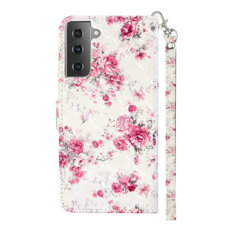 Flipové Pouzdro Samsung Galaxy S21 Plus 5g Pás Světle Bodové Květy