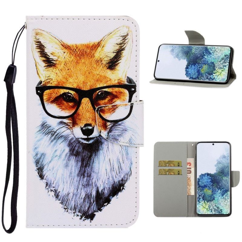 Flipové Pouzdro Samsung Galaxy S21 Ultra 5g Nerd Liška S Popruhem