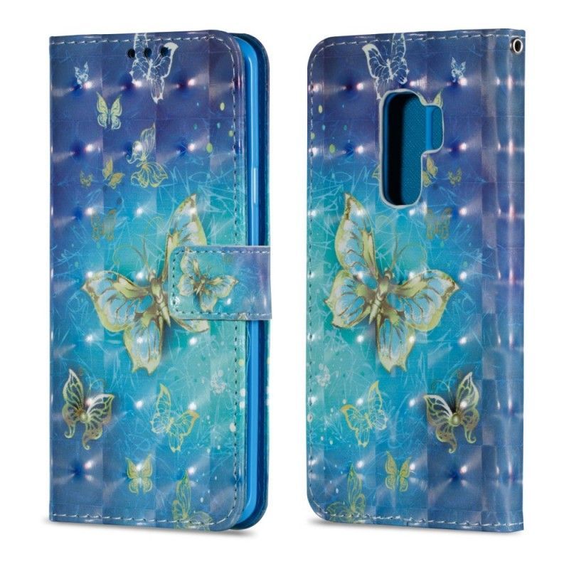 Flipové Pouzdro Samsung Galaxy S9 Plus 3d Zlatí Motýli