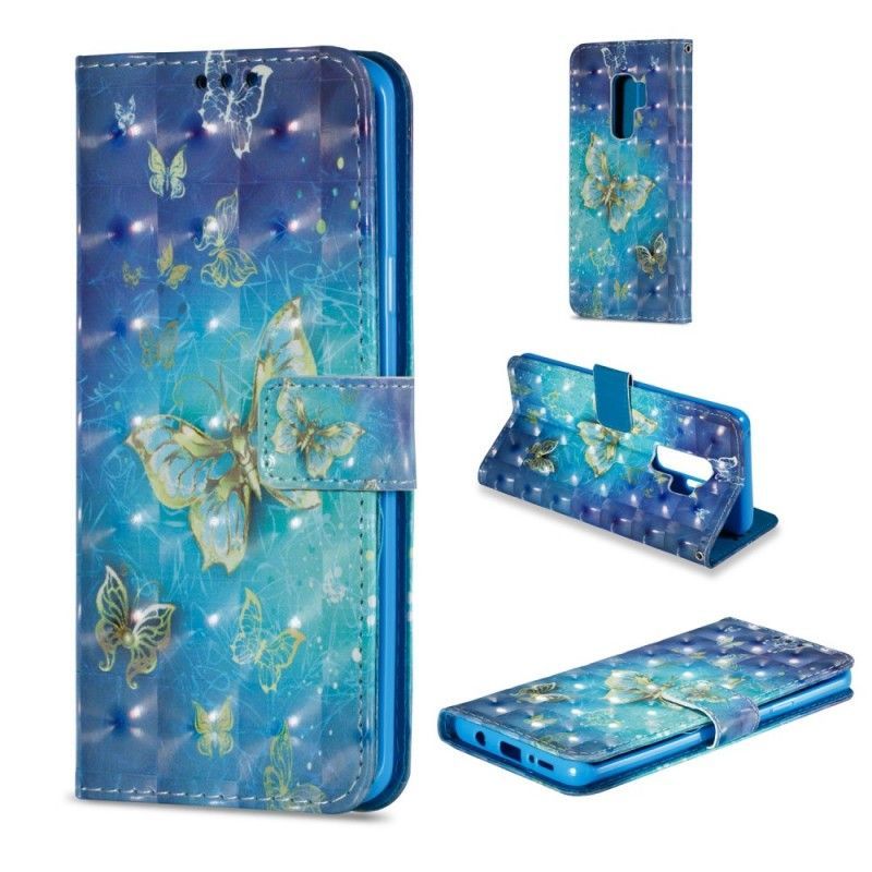 Flipové Pouzdro Samsung Galaxy S9 Plus 3d Zlatí Motýli