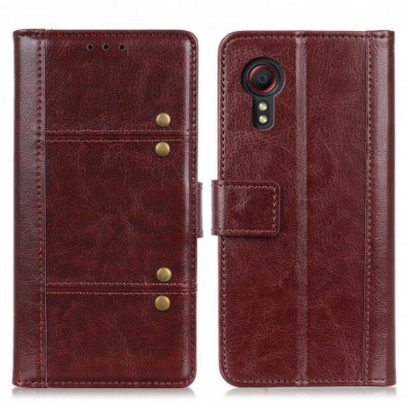 Flipové Pouzdro Samsung Galaxy Xcover 5 Efekt Dvojitého Nýtu