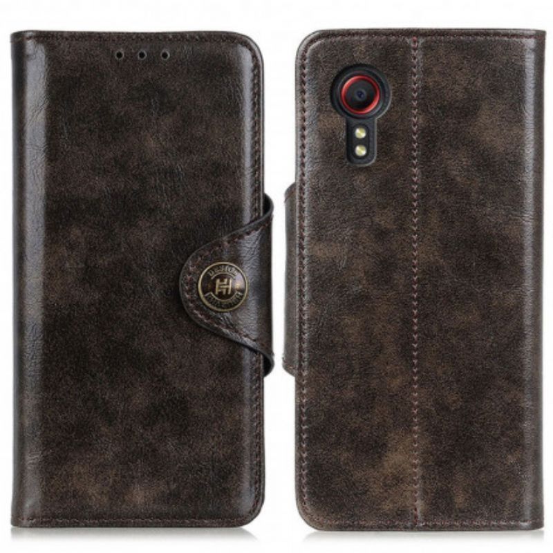 Flipové Pouzdro Samsung Galaxy Xcover 5 Vintage Knoflík Z Imitace Kůže