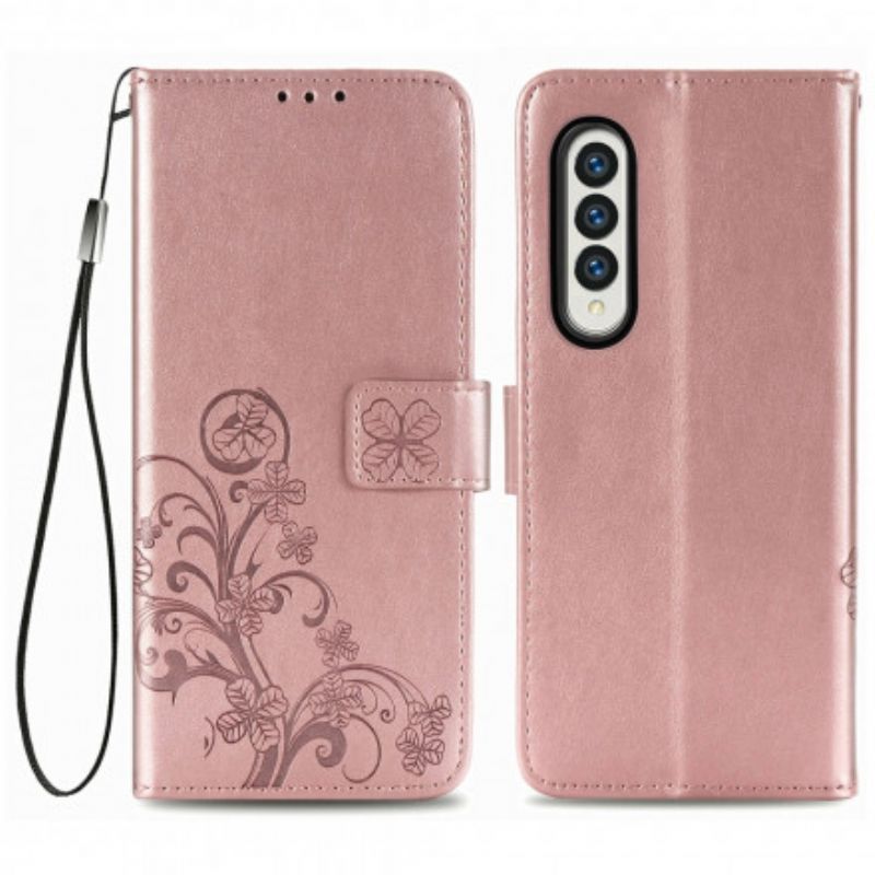 Flipové Pouzdro Samsung Galaxy Z Fold 3 5g Design Květin Se Šňůrkou