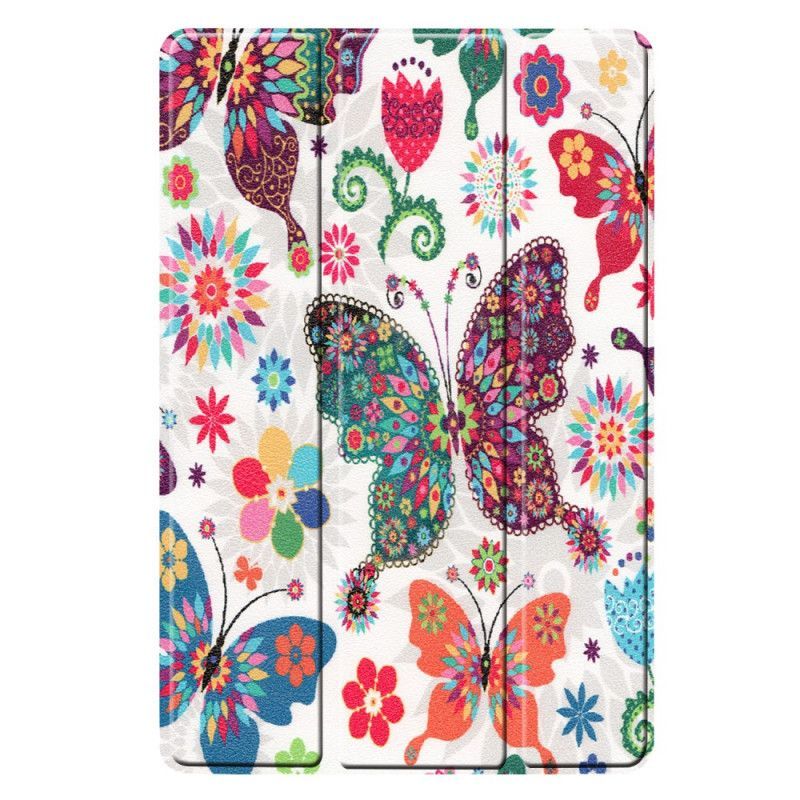 Inteligentní Pouzdro Kryt Na Samsung Galaxy Tab S5e Retro Motýli A Květiny