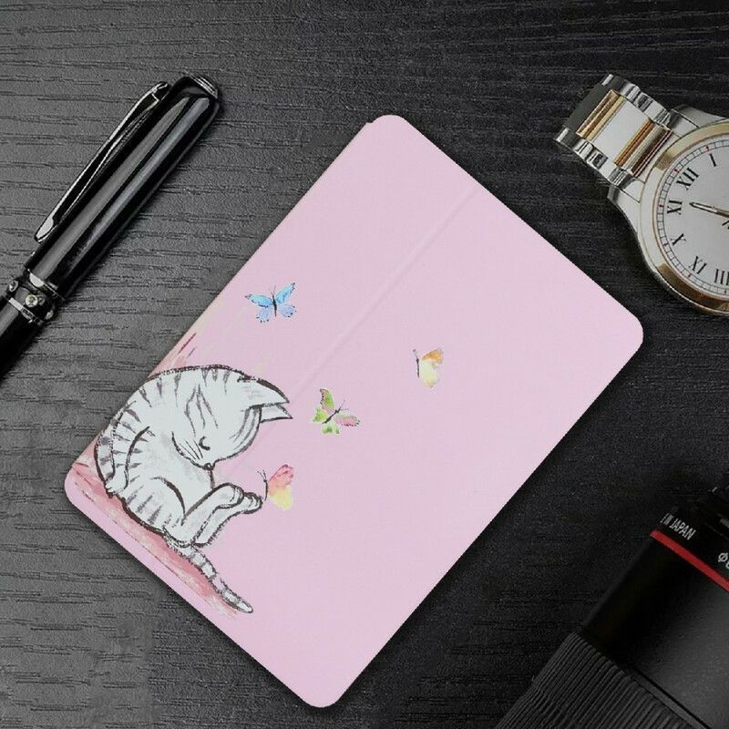 Inteligentní Pouzdro Kryt Samsung Galaxy Tab A7 Lite Dvouchlopňové Spící Kotě