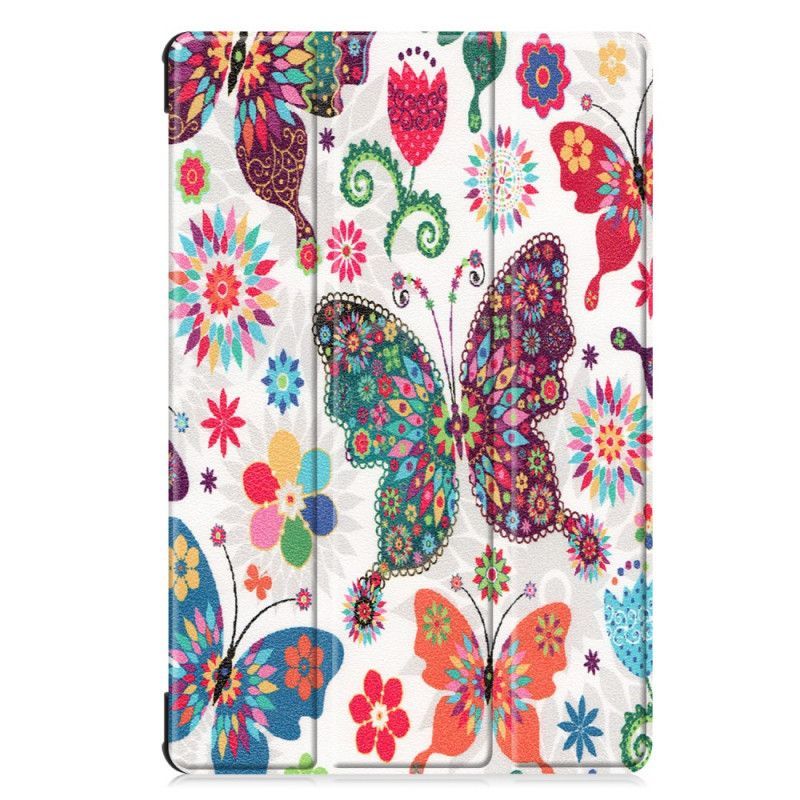 Inteligentní Pouzdro Kryt Samsung Galaxy Tab S6 Retro Motýli A Květiny