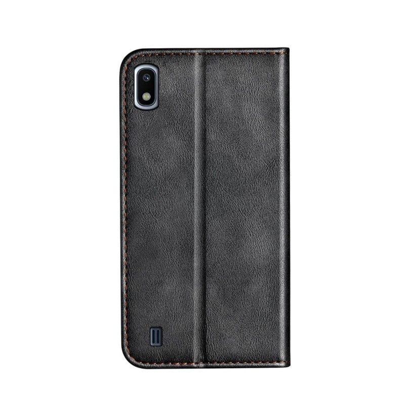 Kožené Pouzdro Folio Na Samsung Galaxy A10 Černý Knoflík Z Umělé Kůže