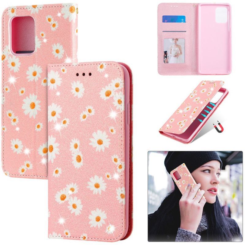 Kožené Pouzdro Folio Na Samsung Galaxy S10 Lite Sedmikrásky Z Umělé Kůže
