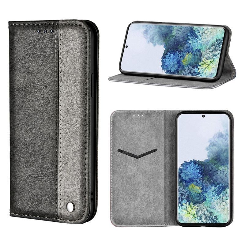 Kožené Pouzdro Folio Na Samsung Galaxy S21 Plus 5g Dvoubarevný Kožený Efekt