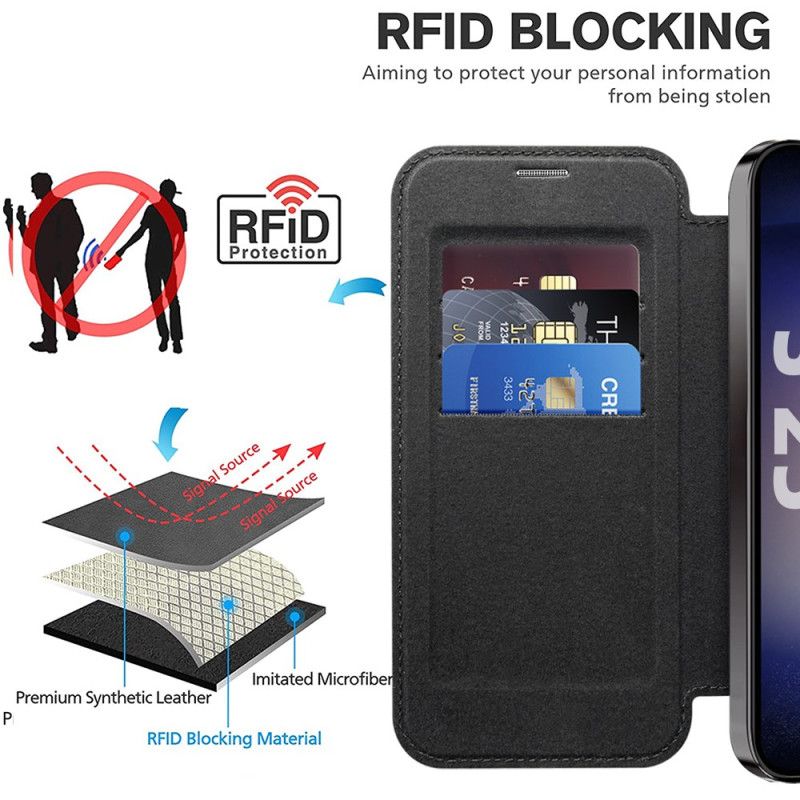 Kožené Pouzdro Folio Na Samsung Galaxy S25 5g Kožený Efekt Kompatibilní S Magsafe A Rfid Blokováním