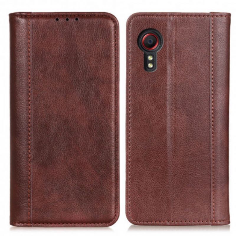 Kožené Pouzdro Folio Na Samsung Galaxy Xcover 5 Elegantní Štípaná Liči Kůže