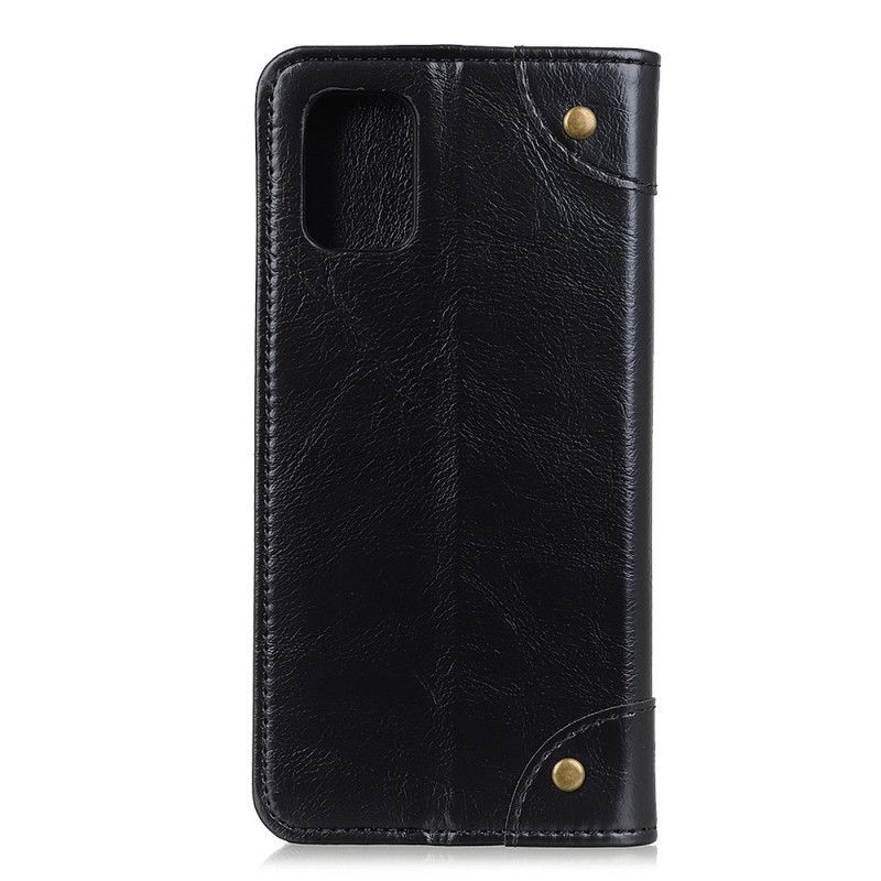 Kožené Pouzdro Folio Samsung Galaxy A02s Staré Štípané Nýty