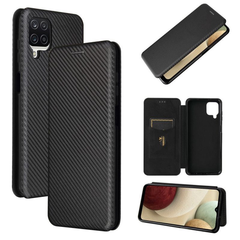 Kožené Pouzdro Folio Samsung Galaxy A12 Uhlíkové Vlákno