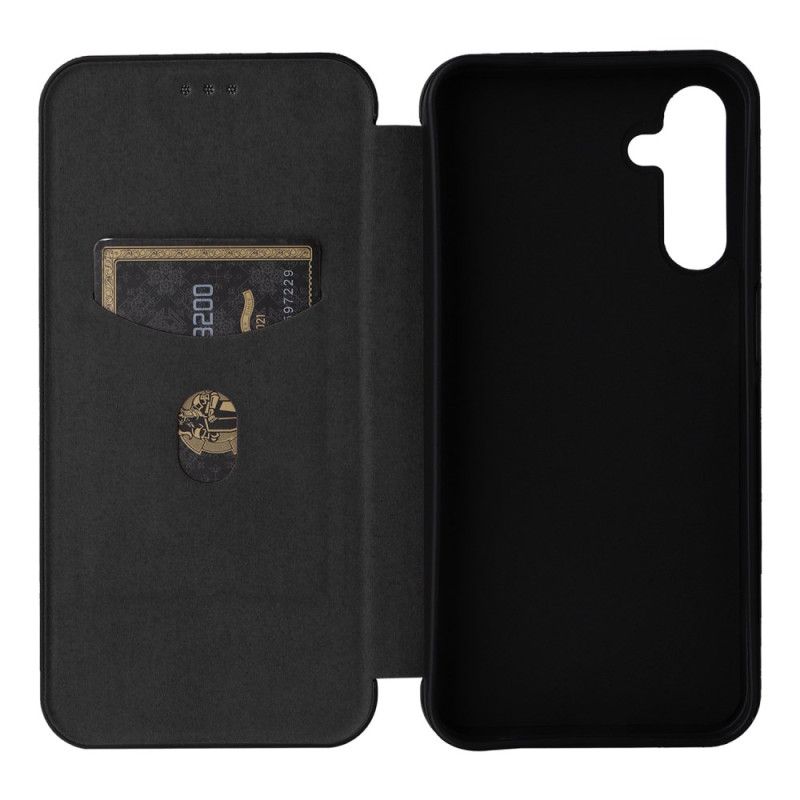 Kožené Pouzdro Folio Samsung Galaxy A15 Klasické Uhlíkové Vlákno