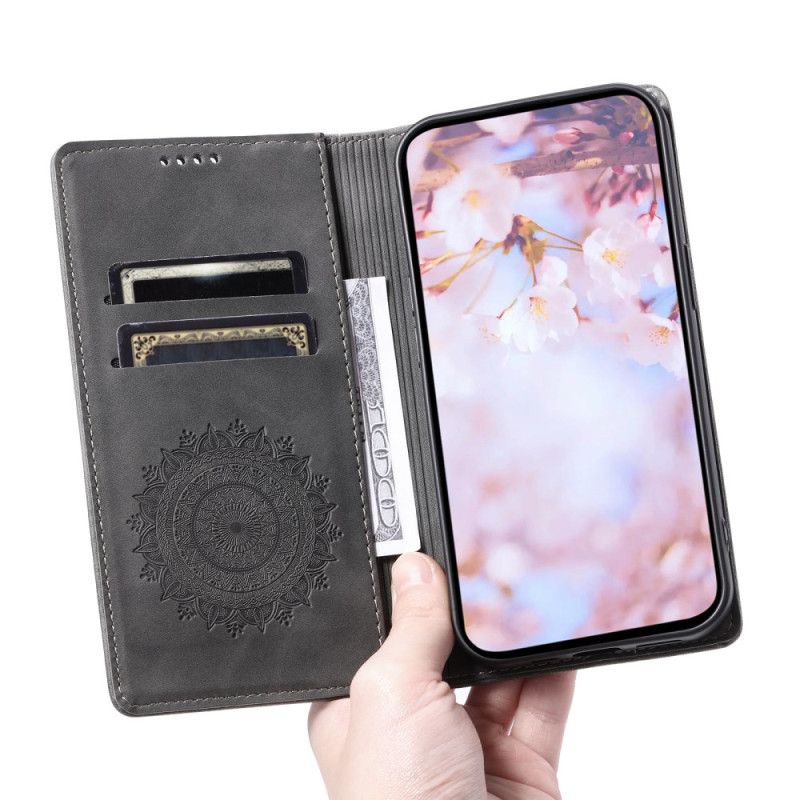Kožené Pouzdro Folio Samsung Galaxy A16 5g Vzor Mandaly Se Semišovým Efektem