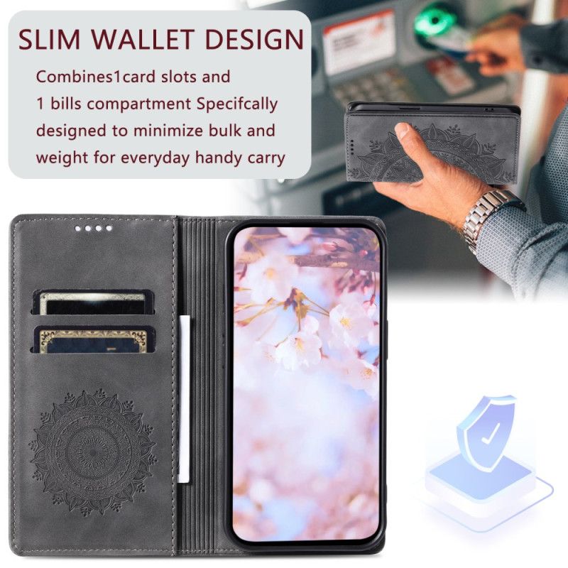 Kožené Pouzdro Folio Samsung Galaxy A16 5g Vzor Mandaly Se Semišovým Efektem