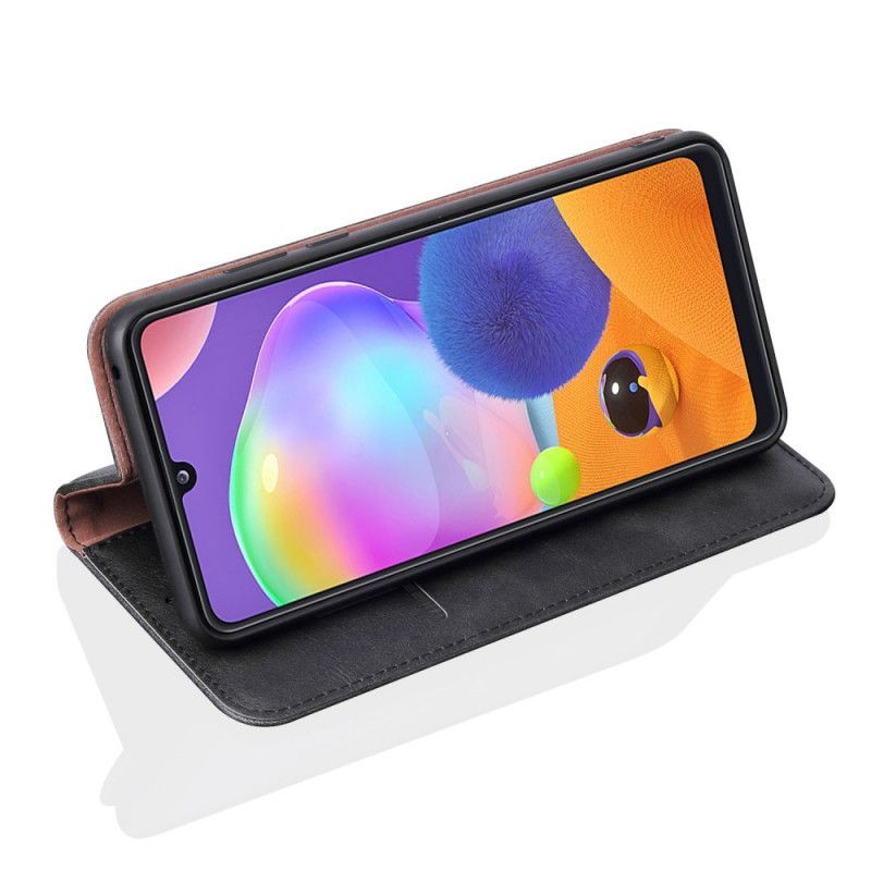 Kožené Pouzdro Folio Samsung Galaxy A31 Prošívání S Koženým Efektem