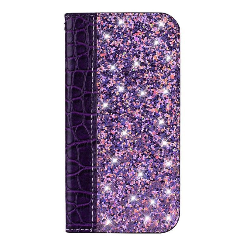 Kožené Pouzdro Folio Samsung Galaxy A50 Efekt Krokodýlí Kůže A Flitry