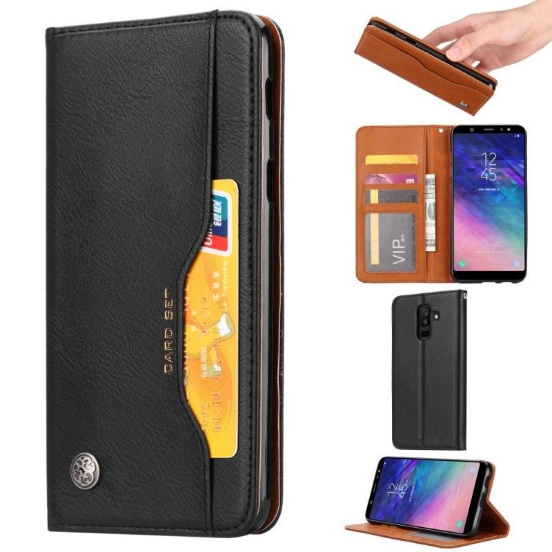 Kožené Pouzdro Folio Samsung Galaxy A6 Plus Držák Na Karty Z Umělé Kůže