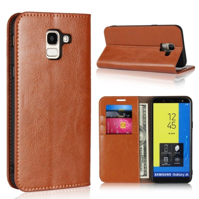 Kožené Pouzdro Folio Samsung Galaxy J6 Starožitná Imitace Kůže