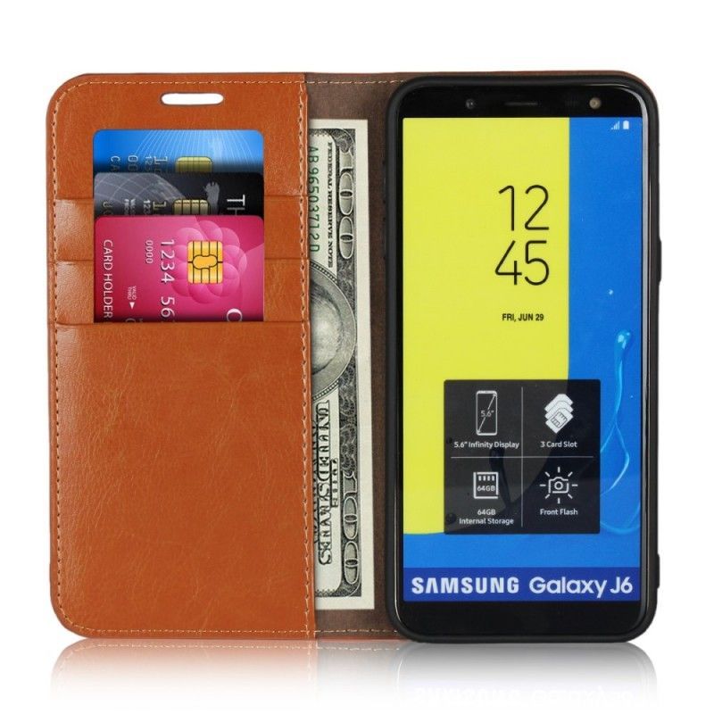 Kožené Pouzdro Folio Samsung Galaxy J6 Starožitná Imitace Kůže
