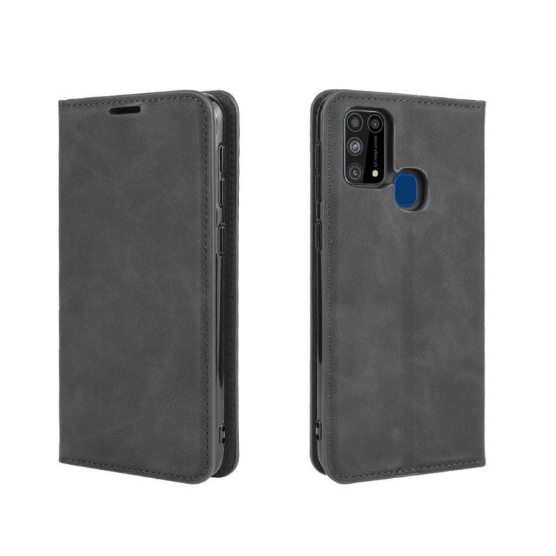 Kožené Pouzdro Folio Samsung Galaxy M31 Efekt Měkké Kůže