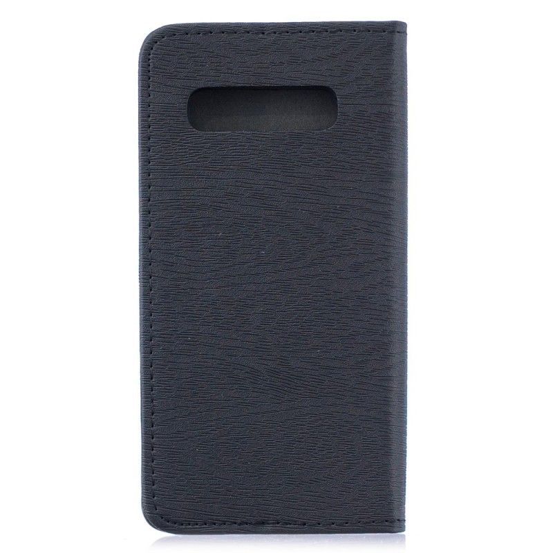 Kožené Pouzdro Folio Samsung Galaxy S10 Plus Efekt Dřeva