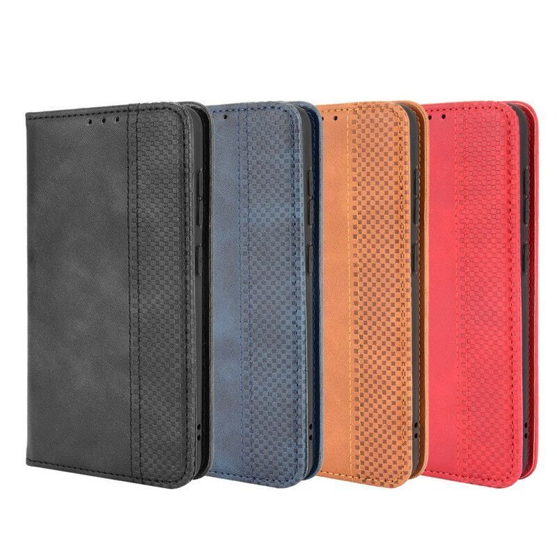 Kožené Pouzdro Folio Samsung Galaxy S21 Fe Stylizovaný Vintage Kožený Efekt