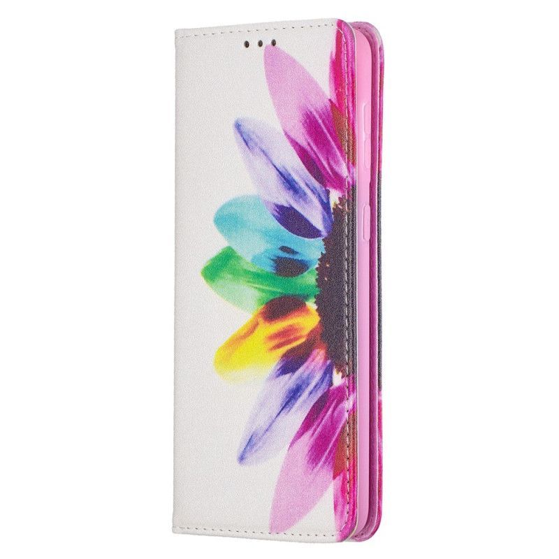 Kožené Pouzdro Folio Samsung Galaxy S21 Plus 5g Akvarelová Květina