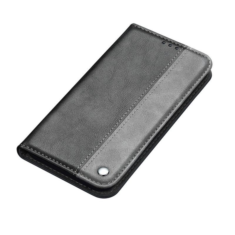 Kožené Pouzdro Folio Samsung Galaxy S21 Ultra 5g Dvoubarevný Kožený Efekt