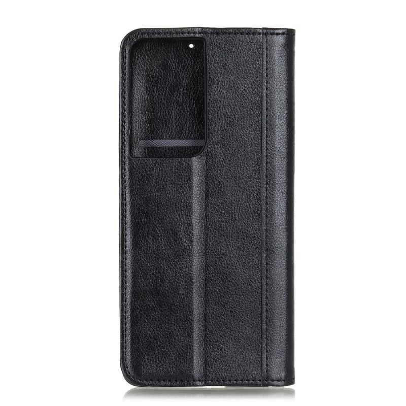 Kožené Pouzdro Folio Samsung Galaxy S21 Ultra 5g Elegantní Štípaná Liči Kůže