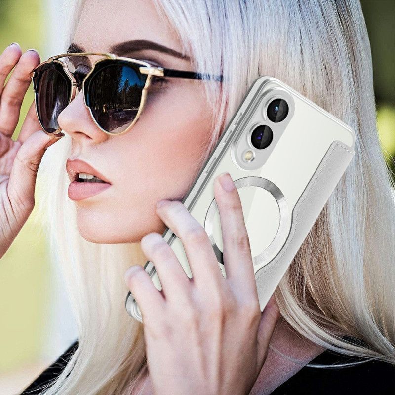 Kožené Pouzdro Folio Samsung Galaxy S25 5g Edge Prošívaná Kompatibilní S Magsafe