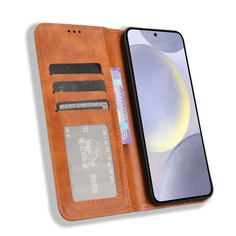 Kožené Pouzdro Folio Samsung Galaxy S25 Fe Vintage Okraj