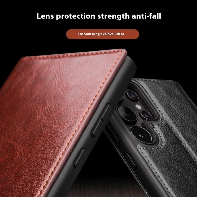 Kožené Pouzdro Folio Samsung Galaxy S25 Ultra 5g Kůže Qialino